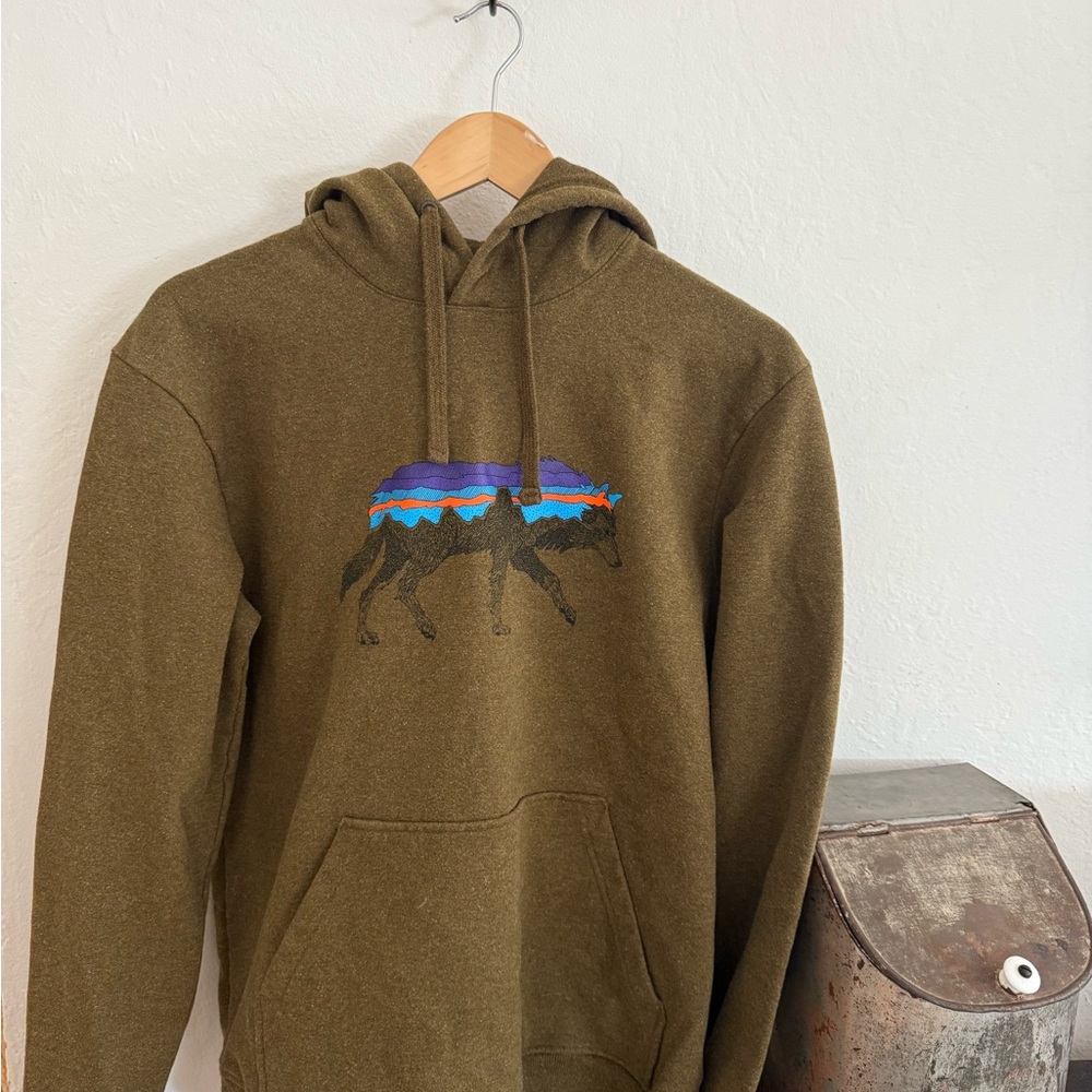 Patagonia Uprisal Olive Green Graphic Hoodie
